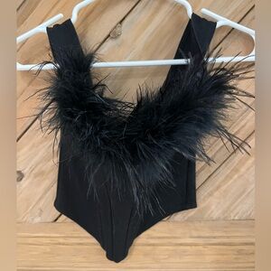NWT size S black corset top with fur from Windsor.
